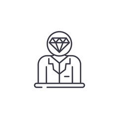 Valuable staff linear icon concept. Valuable staff line vector sign, symbol, illustration.