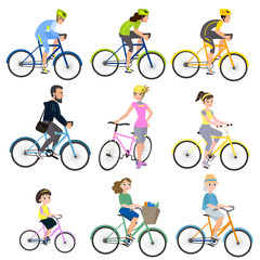 Fototapeta premium Multicolored bicycles people on their haste on their own affairs