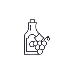 Wine and grape linear icon concept. Wine and grape line vector sign, symbol, illustration.
