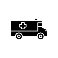 Ambulance car black icon concept. Ambulance car flat  vector symbol, sign, illustration.