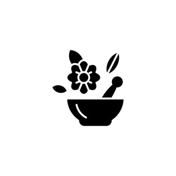Aurveda medicine black icon concept. Aurveda medicine flat  vector symbol, sign, illustration.