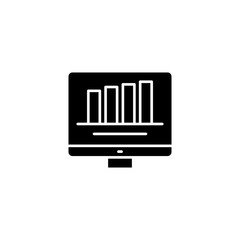 Bar chart black icon concept. Bar chart flat  vector symbol, sign, illustration.