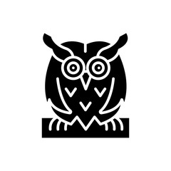 Bird owl black icon concept. Bird owl flat  vector symbol, sign, illustration.