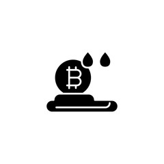 Bitcoin cloud mining black icon concept. Bitcoin cloud mining flat  vector symbol, sign, illustration.