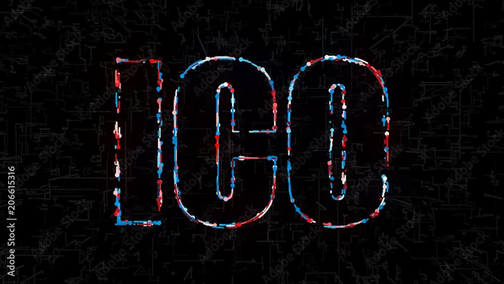 Poster text ico (initial coin offering) with digital elements, 3d render computer generating backdrop