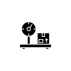 Cargo weighing black icon concept. Cargo weighing flat  vector symbol, sign, illustration.