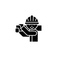 Carpenter black icon concept. Carpenter flat  vector symbol, sign, illustration.