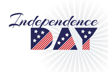 Slogan vector print for celebration design 4 th july in vintage style on white background with text Independence day