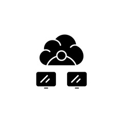 Cloud service black icon concept. Cloud service flat  vector symbol, sign, illustration.
