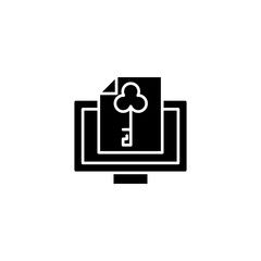 Computer security black icon concept. Computer security flat  vector symbol, sign, illustration.