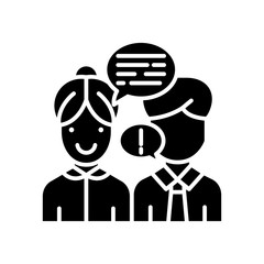 Convincing the interlocutor black icon concept. Convincing the interlocutor flat  vector symbol, sign, illustration.