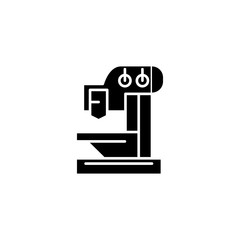 Industrial drill black icon concept. Industrial drill flat  vector symbol, sign, illustration.
