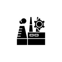 Industrial plant black icon concept. Industrial plant flat  vector symbol, sign, illustration.