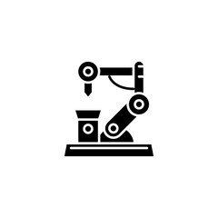 Industrial robot black icon concept. Industrial robot flat  vector symbol, sign, illustration.