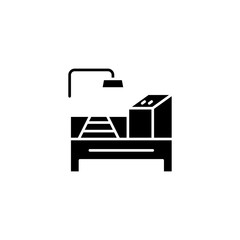 Industry work black icon concept. Industry work flat  vector symbol, sign, illustration.