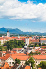      Panoramic view of historic upper town in Zagreb, capital of Croatia 