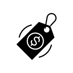 Item's price black icon concept. Item's price flat  vector symbol, sign, illustration.