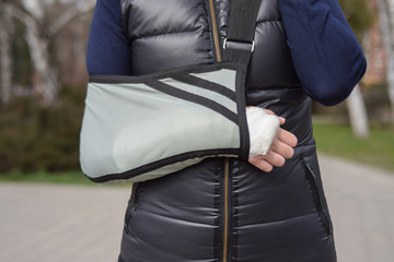 hand in plaster close-up