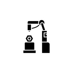 Manufacturing black icon concept. Manufacturing flat  vector symbol, sign, illustration.