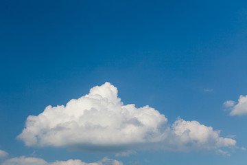 White cloud on deep blue sky background, ecology.