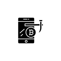 Mining with gpu black icon concept. Mining with gpu flat  vector symbol, sign, illustration.