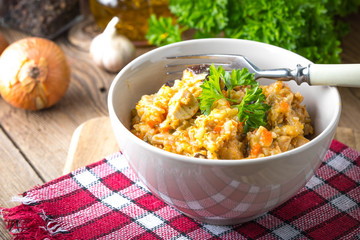Risotto with vegetables.