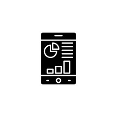 Mobile analytics black icon concept. Mobile analytics flat  vector symbol, sign, illustration.