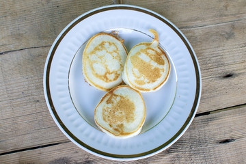 pancakes on a plate top view