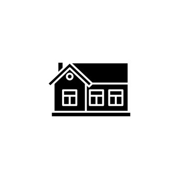 One-storey house black icon concept. One-storey house flat  vector symbol, sign, illustration.