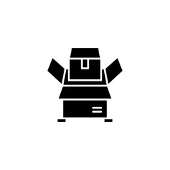 Package parcel black icon concept. Package parcel flat  vector symbol, sign, illustration.