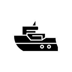 Passenger ship black icon concept. Passenger ship flat  vector symbol, sign, illustration.