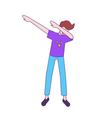 Trendy Guy Making Dab Dance Pose, Editable Vector