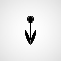 Tulip, black silhouette. Vector icon