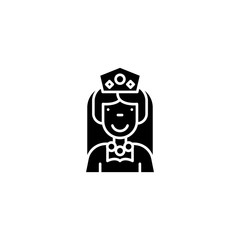 Queen black icon concept. Queen flat  vector symbol, sign, illustration.