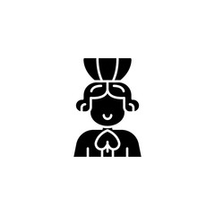 Queen of spades black icon concept. Queen of spades flat  vector symbol, sign, illustration.