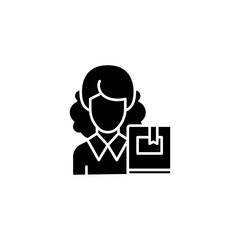 Reading books black icon concept. Reading books flat  vector symbol, sign, illustration.