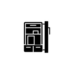 Refrigerator black icon concept. Refrigerator flat  vector symbol, sign, illustration.