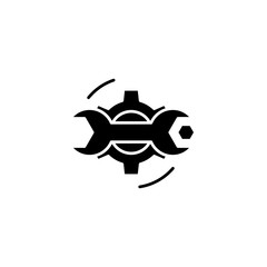 Repairs black icon concept. Repairs flat  vector symbol, sign, illustration.