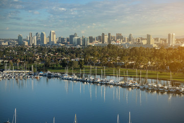 Coronado Island with San Diego Bay and Skyline.