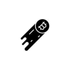 Rise of bitcoin black icon concept. Rise of bitcoin flat  vector symbol, sign, illustration.