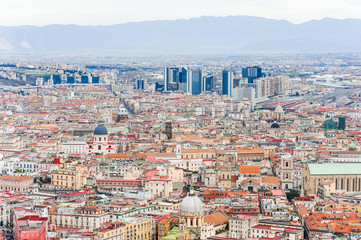 Fototapeta premium Panorama of Naples from San Martino hill, Campania, Italy