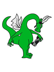 gamer zocken controller spielen spaß headset konsole spiele stehend groß comic cartoon lustig clipart fliegen flügel wyvern lindwurm mystisch fantasy Drache böse
