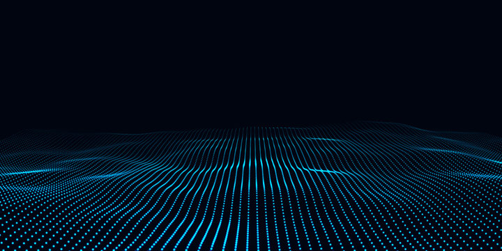 Big data. Futuristic technology blue background. Cyber technology. Technology background. Wave 3d.