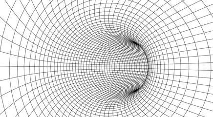 Obraz premium Tunel lub tunel czasoprzestrzenny. Streszczenie Wormhole Science. Siatka tunelu 3D.Wireframe 3D tunelu powierzchni.Grid tekstury