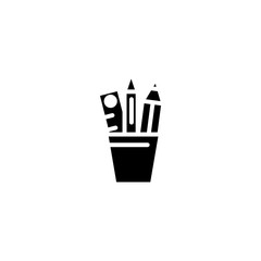 Stationery goods black icon concept. Stationery goods flat  vector symbol, sign, illustration.