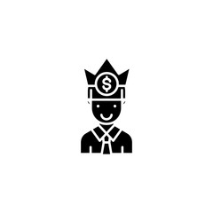 Successful businessman black icon concept. Successful businessman flat  vector symbol, sign, illustration.