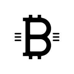 Symbol of bitcoin black icon concept. Symbol of bitcoin flat  vector symbol, sign, illustration.