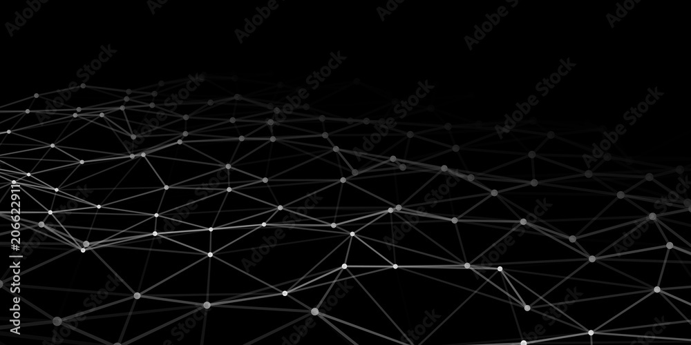 Poster Abstract technology background with connecting dots and lines. Low poly shape.