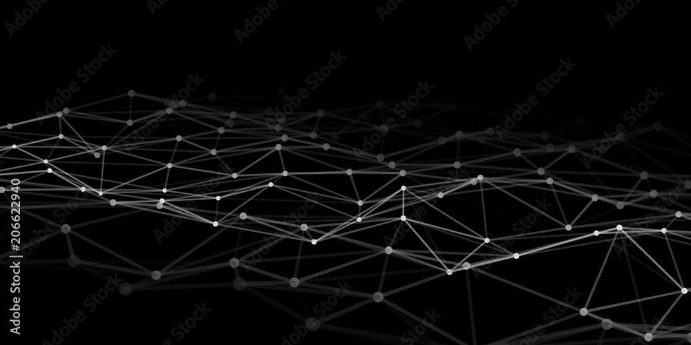 Wall mural abstract technology background with connecting dots and lines. low poly shape.