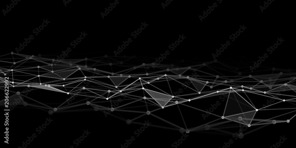 Aufkleber Abstract technology background with connecting dots and lines. Low poly shape.
